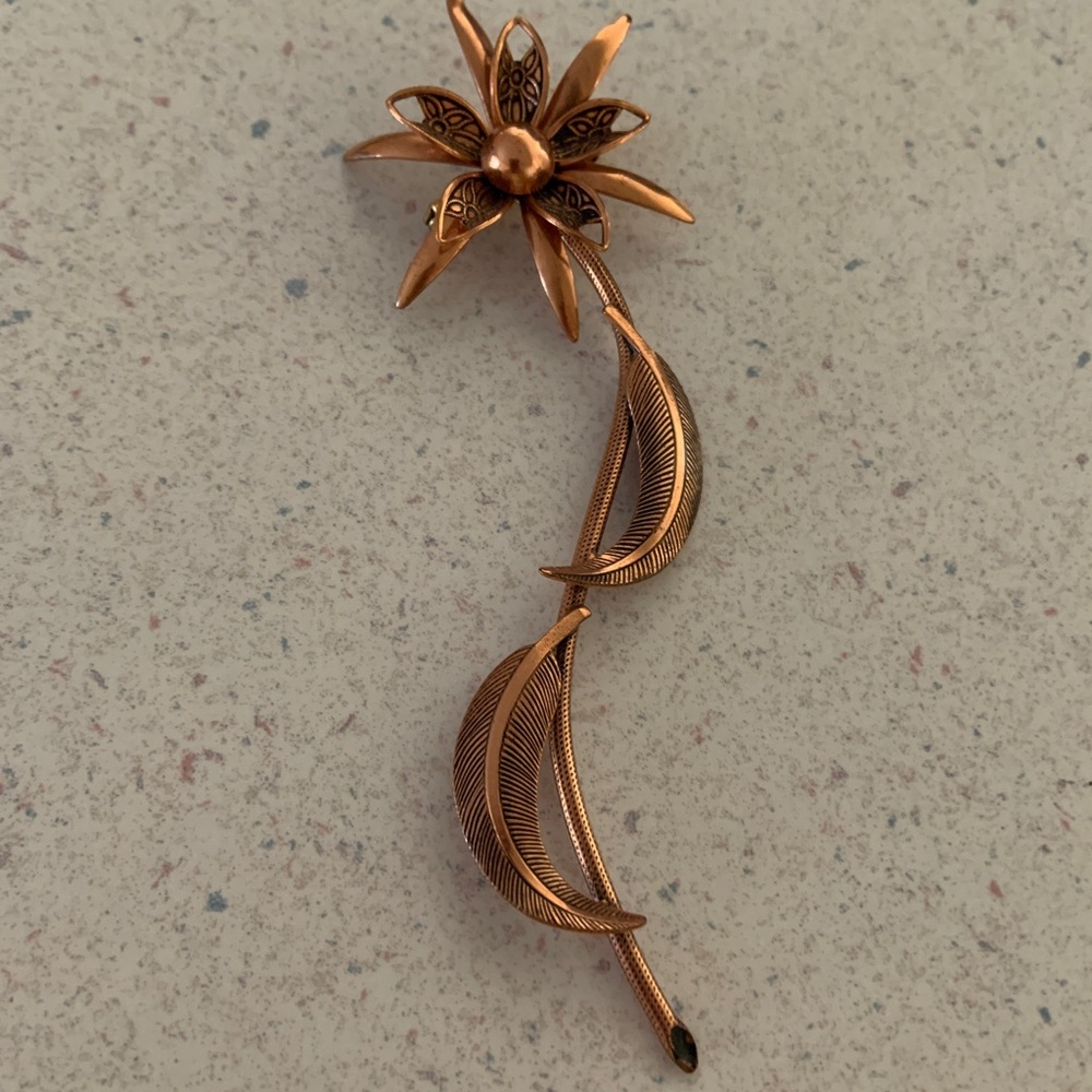 Vintage Rose Gold Tone Floral Brooch